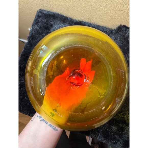 Blenko Glass Tangerine Amberina Bottle Neck Vase  Decanter 11.5" Tall - Picture 5 of 6